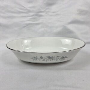 Oxford China Spring 8 Inch Oval Serving Bowl Multicolor Floral Rim Aqua Band